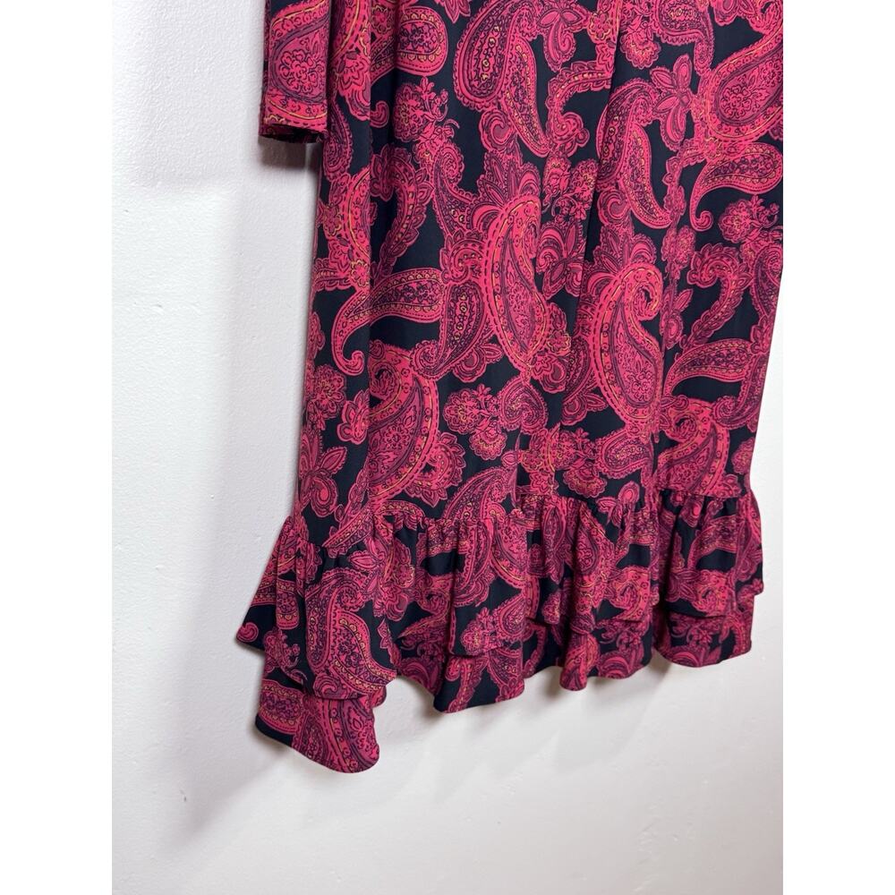 Tommy Hilfiger Womens Dress Paisley Ruffle Hem 14 Career Office Business Preppy - Picture 9 of 11